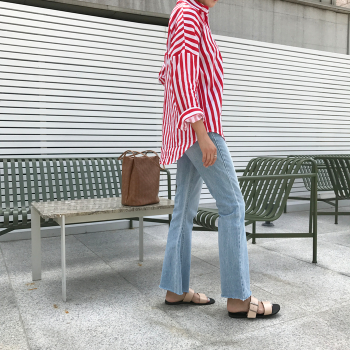 Women Jeans Pants Simple high waisted semi-long bo