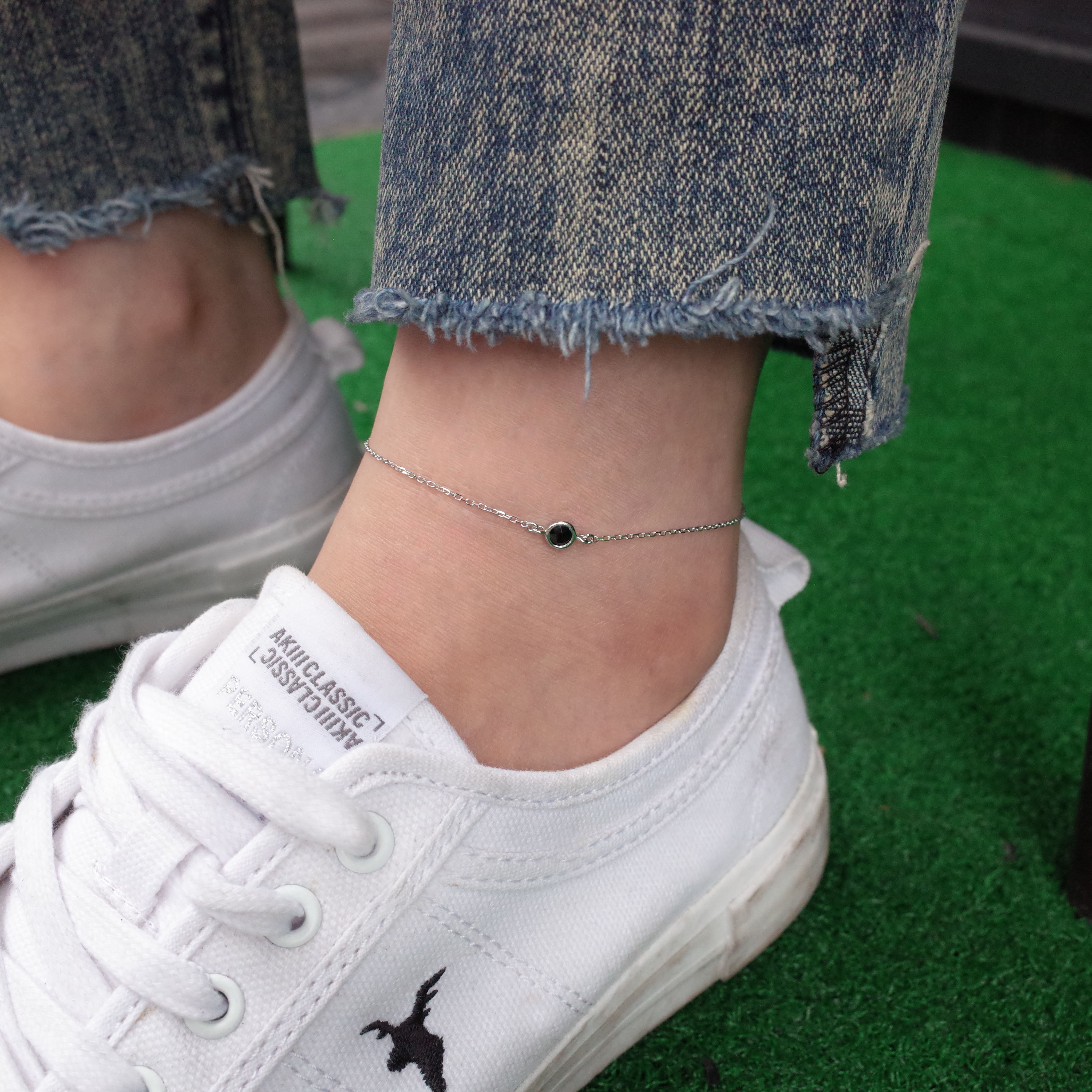 Nanasu simple stone silver bracelet Turquoise Blac