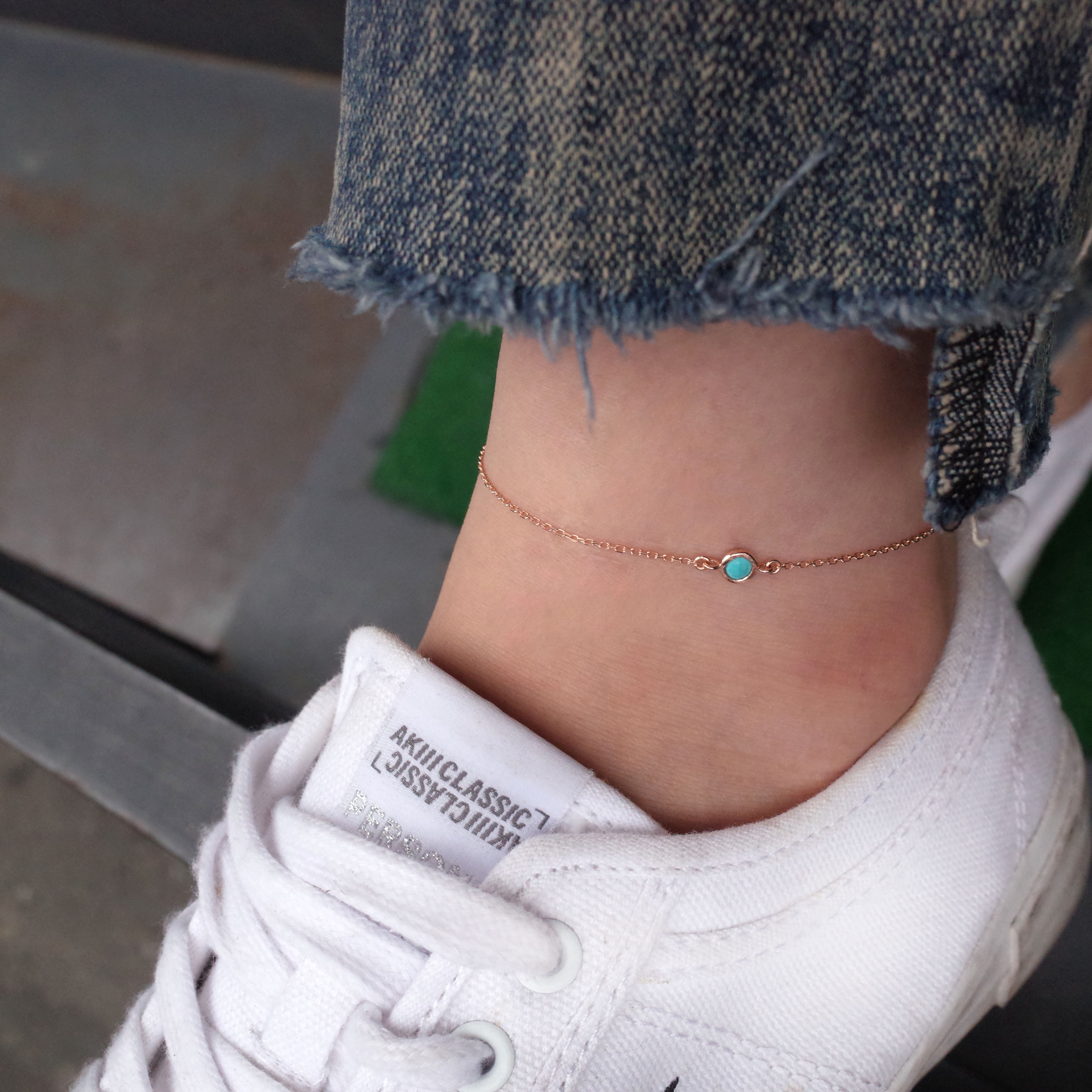 Nanasu simple stone silver bracelet Turquoise Blac