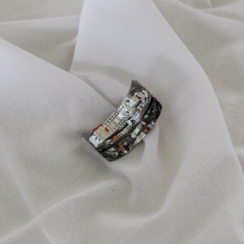 NEW HAIR CLIP HOOP matte metal square curved silve