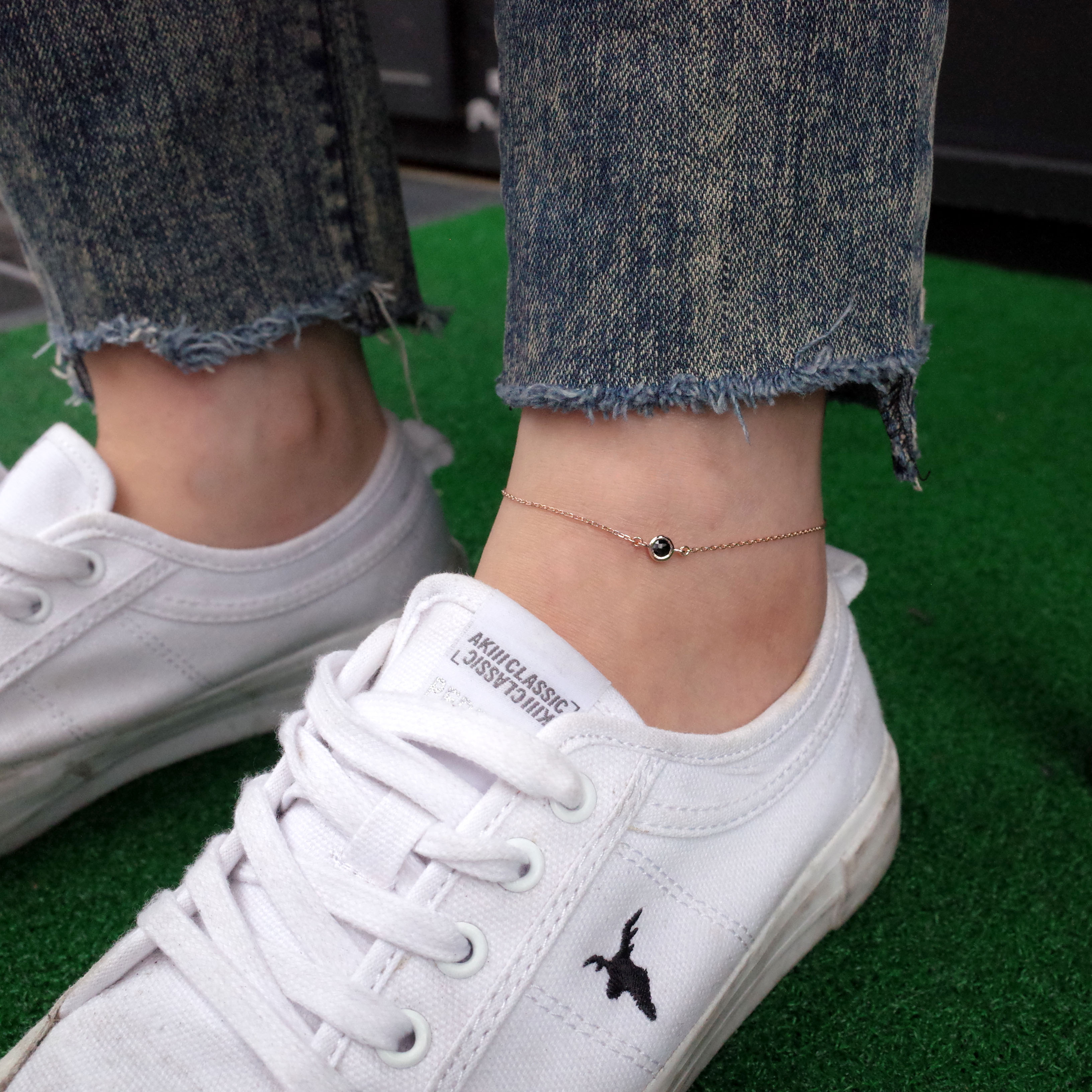 Nanasu simple stone silver bracelet Turquoise Blac