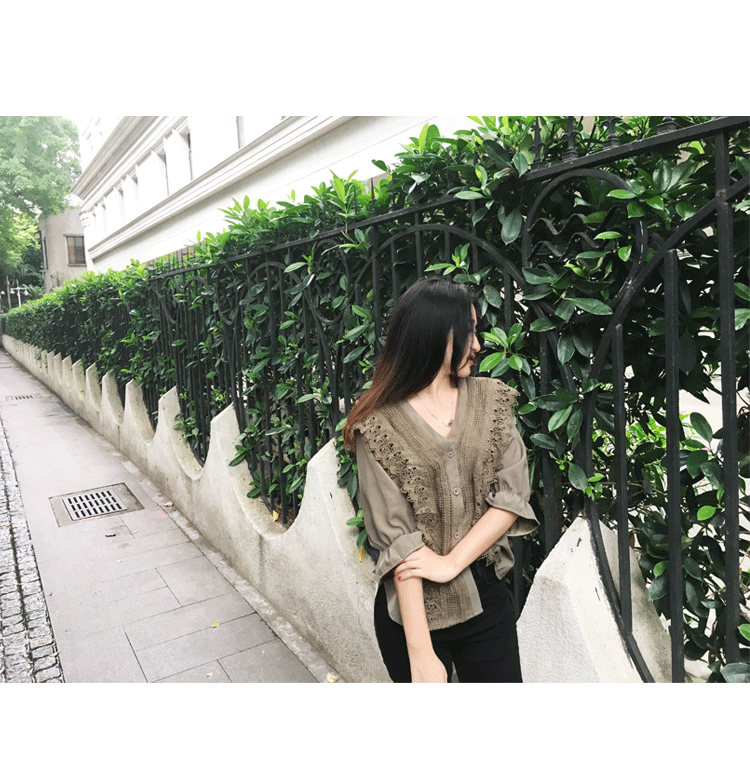 NEW FASHION LADY GIRL Blouse Maid Jay Lace Rouge