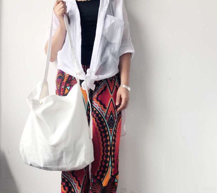 NEW ECO BAG Eco-back simple cotton linen cute line