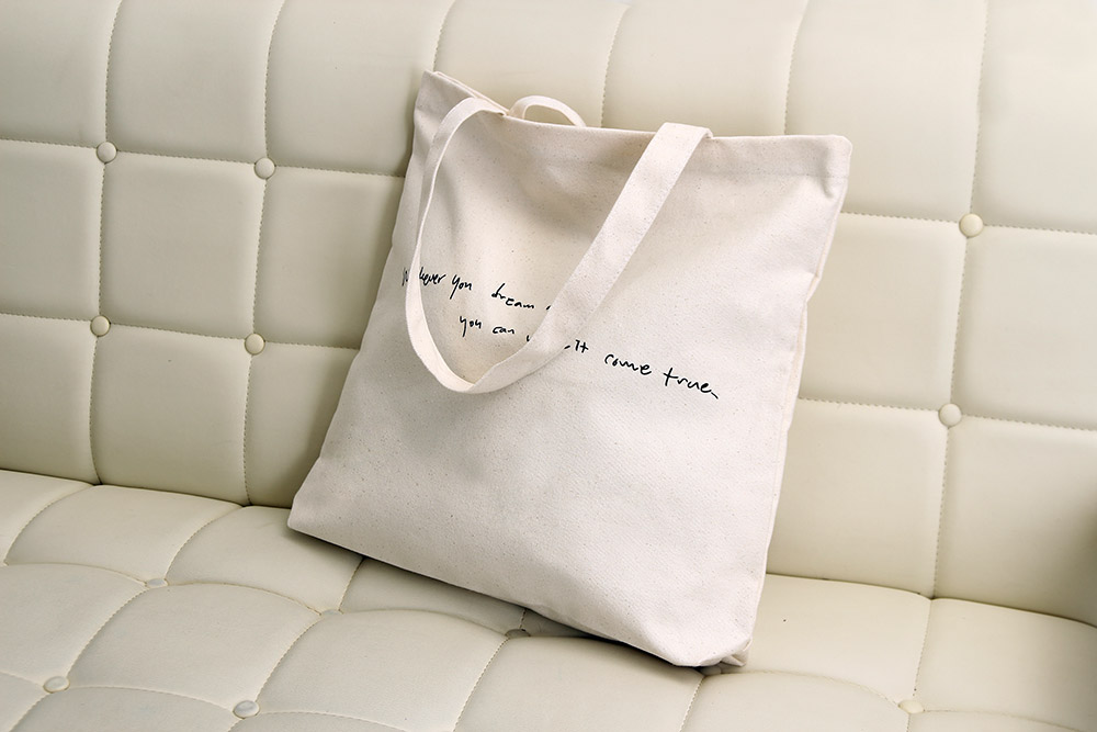 Lettering Unisex Canvas Eco Bag 2 Color Embroidery