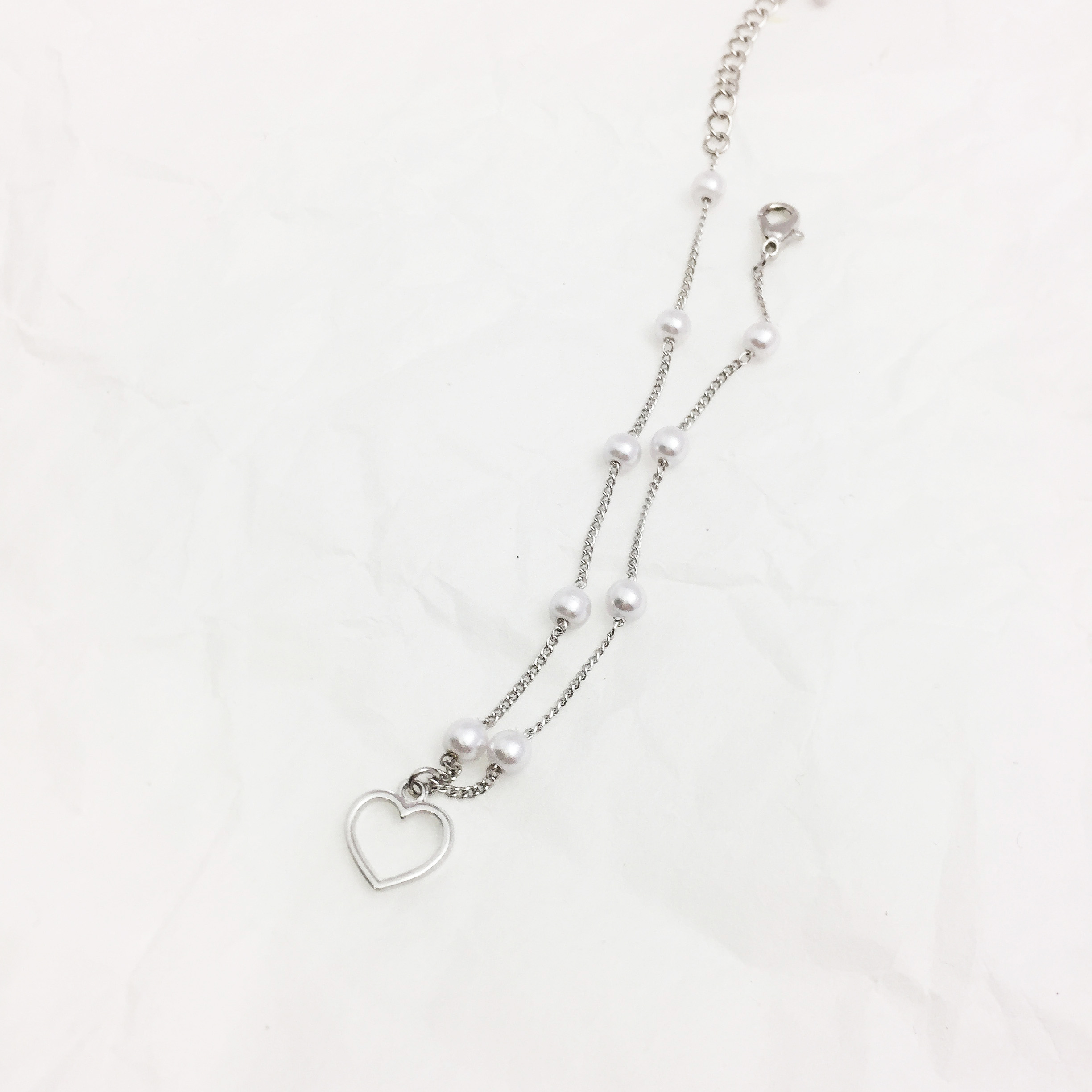 New red heart pearl bracelet woman chain chain sho