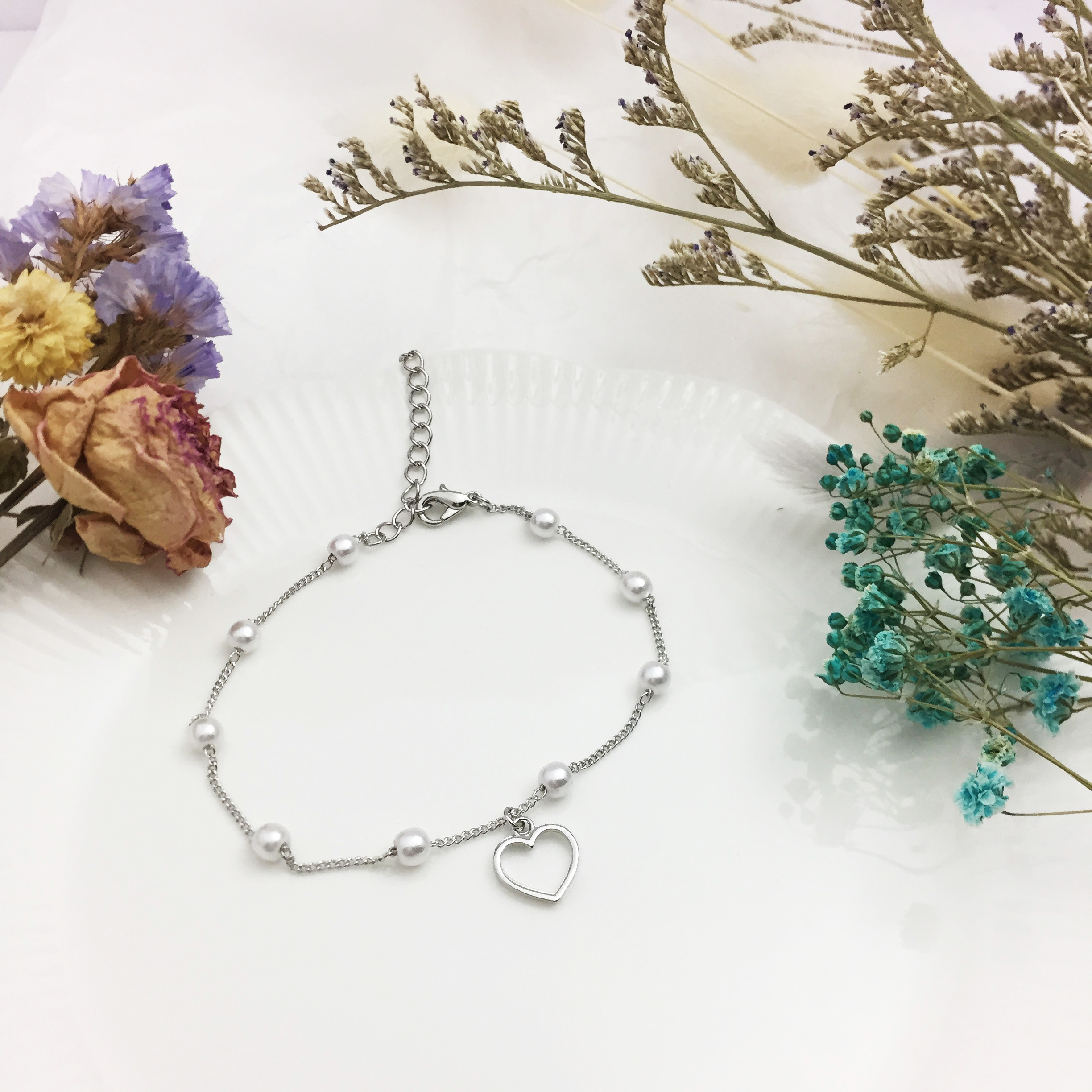 New red heart pearl bracelet woman chain chain sho