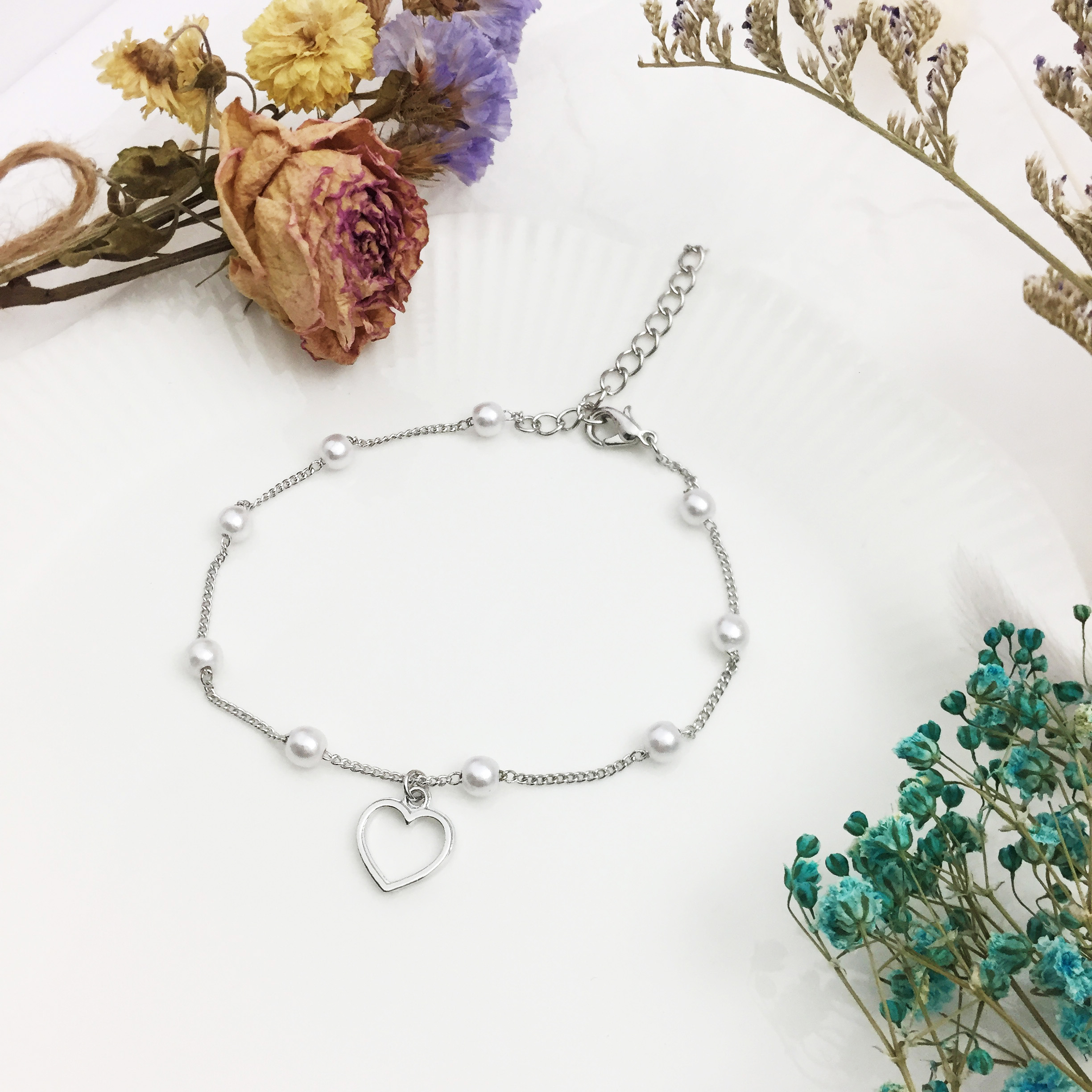 New red heart pearl bracelet woman chain chain sho