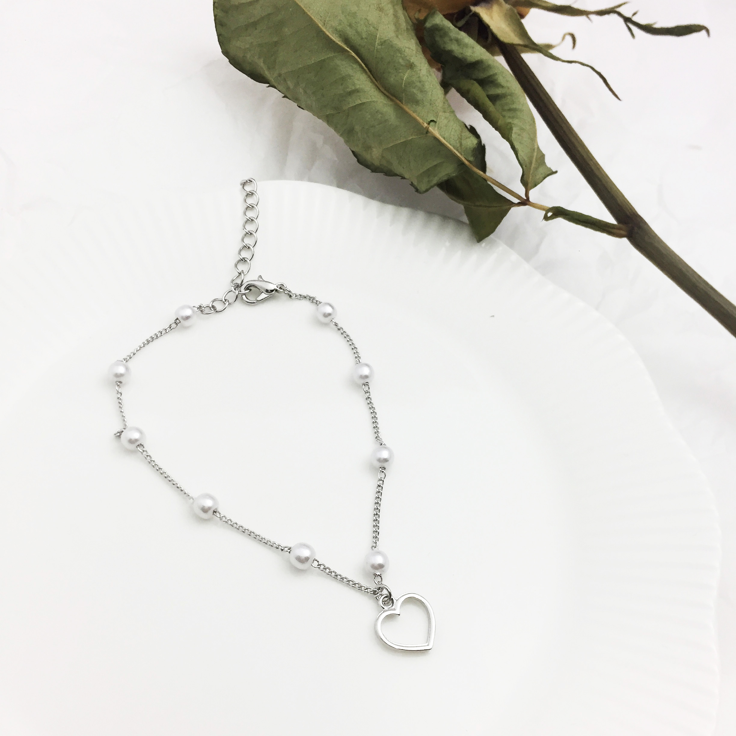 New red heart pearl bracelet woman chain chain sho