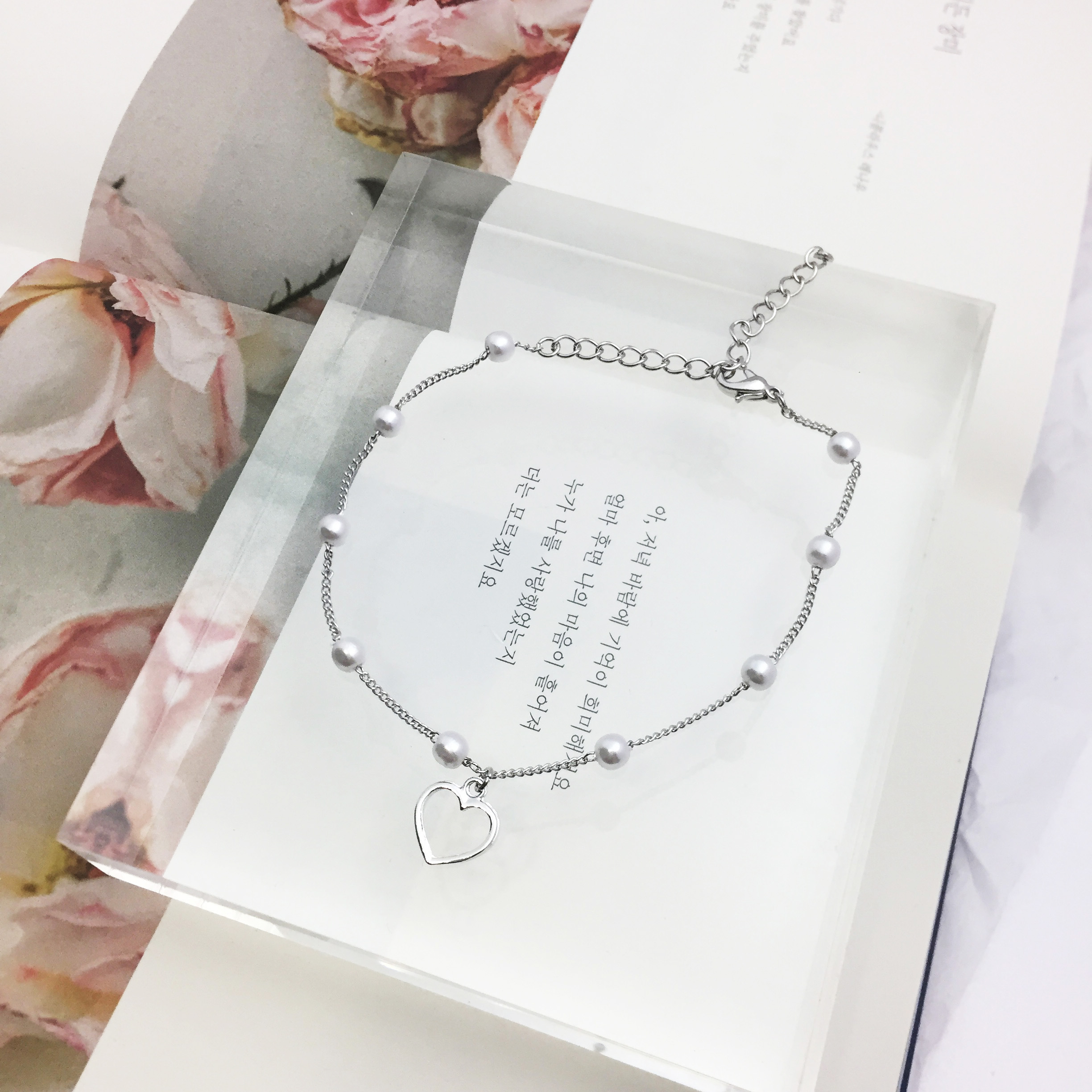 New red heart pearl bracelet woman chain chain sho