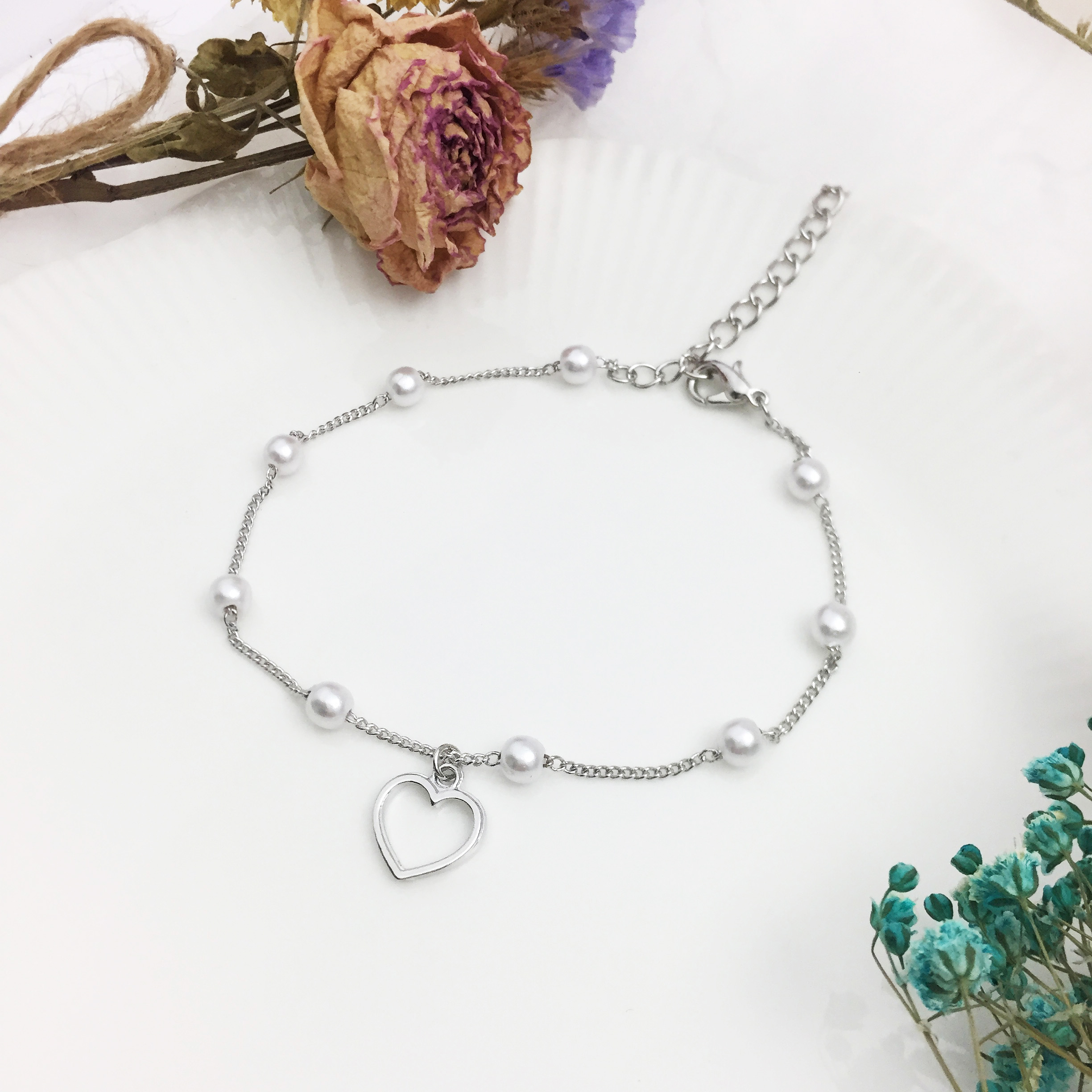 New red heart pearl bracelet woman chain chain sho