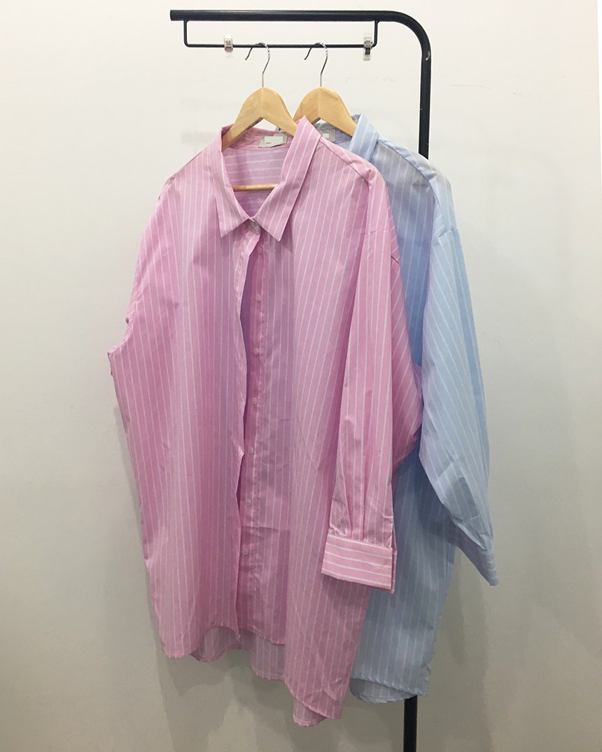 New Striped Shirt Dress 2color Fabulous