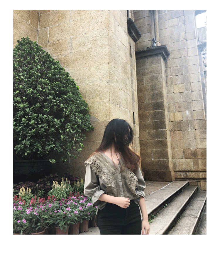 NEW FASHION LADY GIRL Blouse Maid Jay Lace Rouge