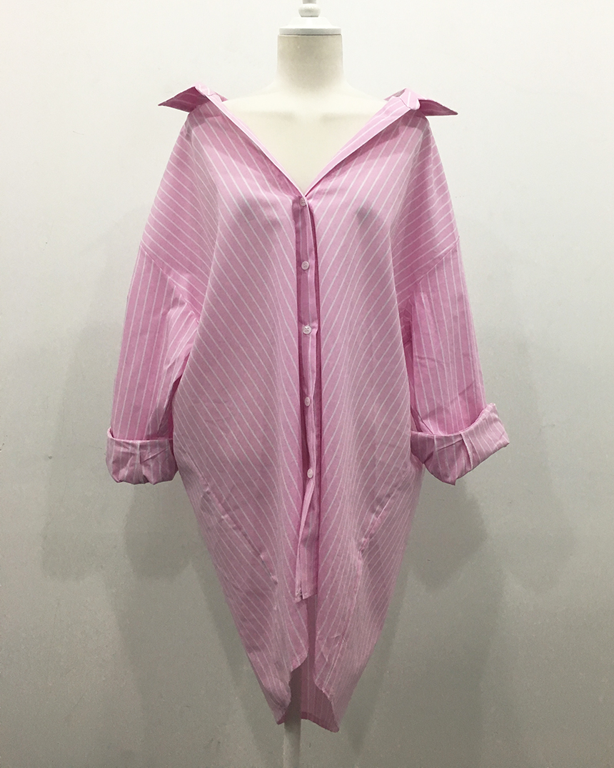 New Striped Shirt Dress 2color Fabulous