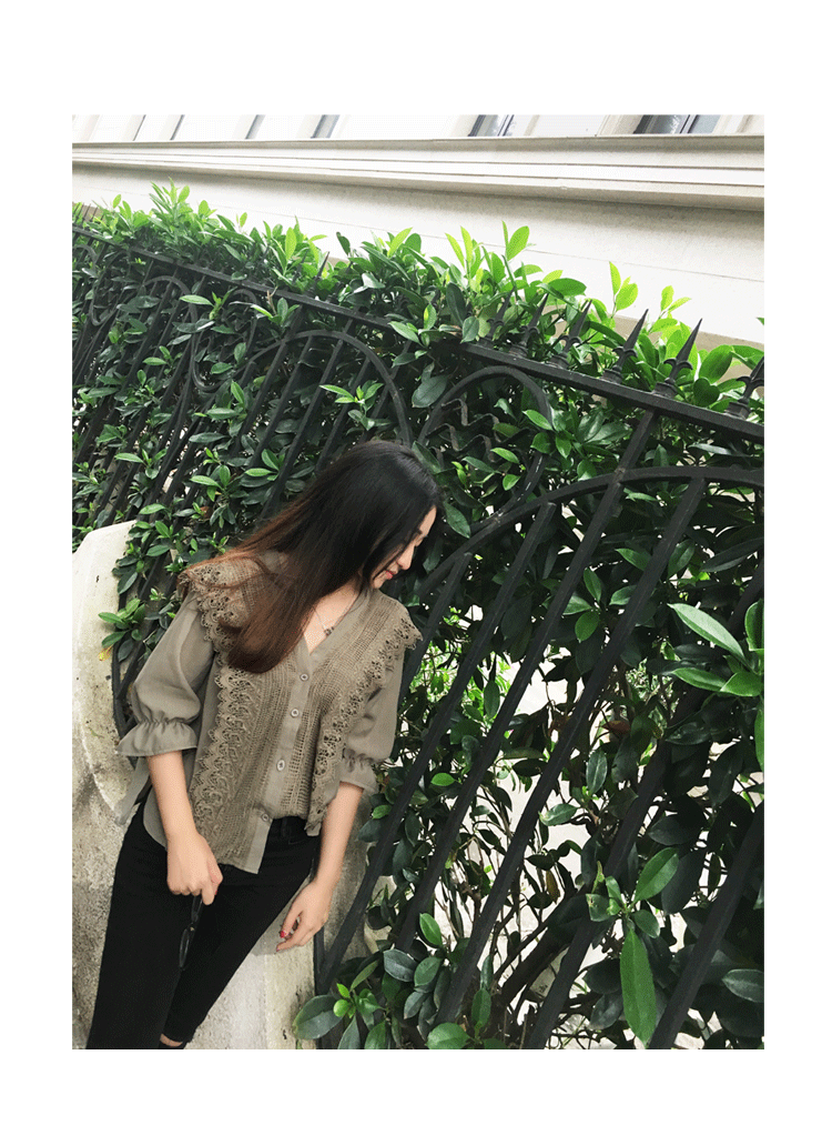 NEW FASHION LADY GIRL Blouse Maid Jay Lace Rouge