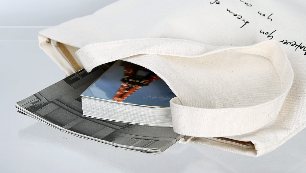 Lettering Unisex Canvas Eco Bag 2 Color Embroidery