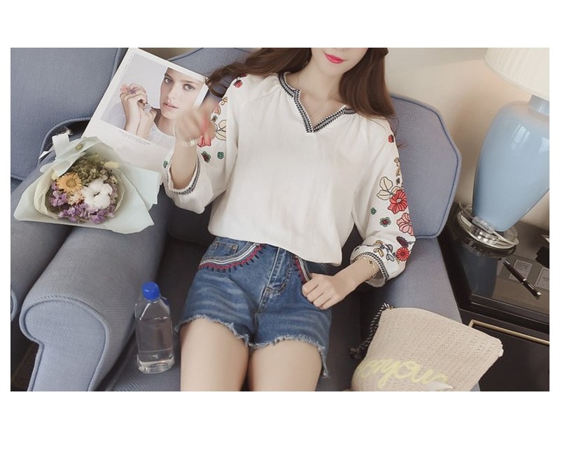 NEW FASHION LADY GIRL Blouse White Half open shirt