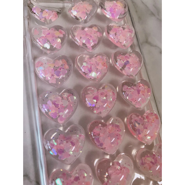 New Heart Glitter Embossed Aqua Pink Case iPhone 7
