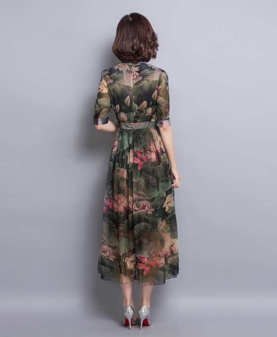 New Women Dress Imported China neck flower short s