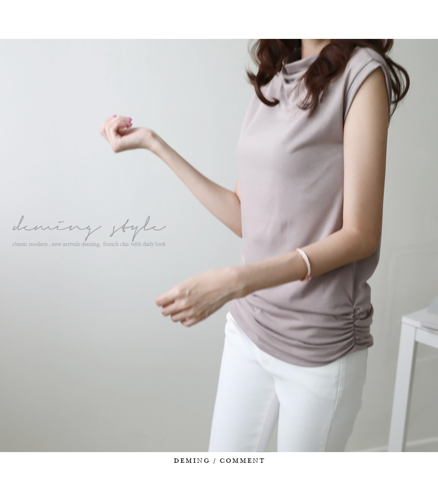 Minty draping pearl, 5-color shirring pleat cap sl