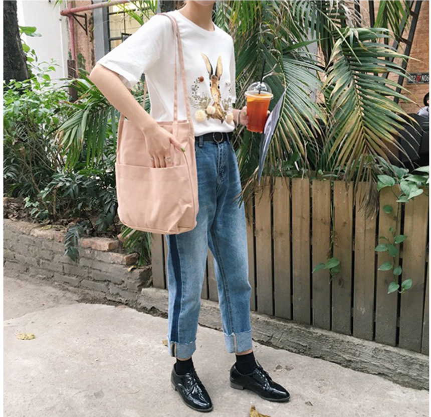 Shoulder Plain Linen Eco Bag Daily Cloth Bag Canva