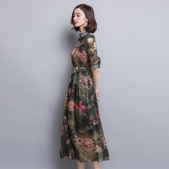 New Women Dress Imported China neck flower short s
