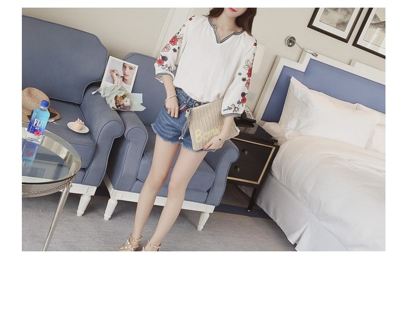 NEW FASHION LADY GIRL Blouse White Half open shirt