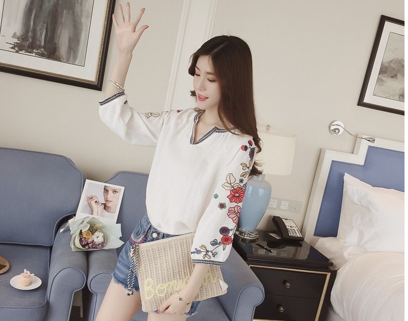 NEW FASHION LADY GIRL Blouse White Half open shirt