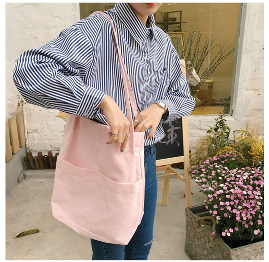 Shoulder Plain Linen Eco Bag Daily Cloth Bag Canva