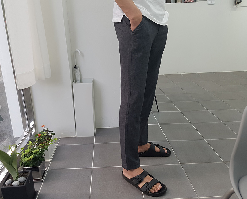 New Men's Pants Slim Fit Men Slacks Gray Black 