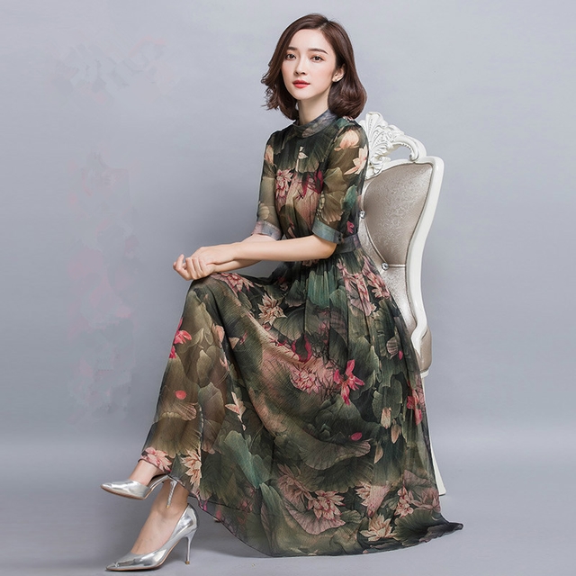 New Women Dress Imported China neck flower short s