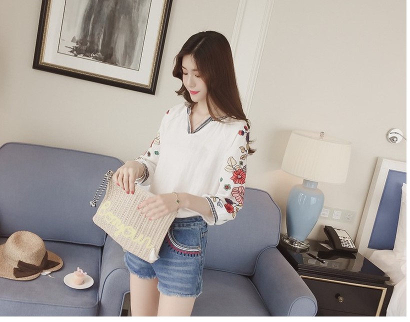NEW FASHION LADY GIRL Blouse White Half open shirt