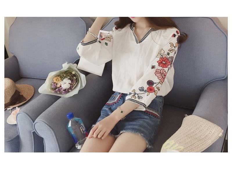 NEW FASHION LADY GIRL Blouse White Half open shirt