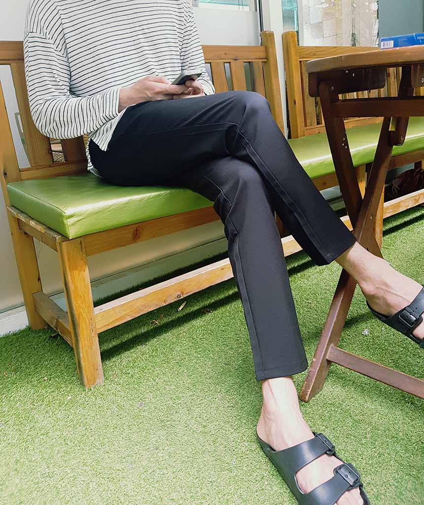 New Men's Pants Slim Fit Men Slacks Gray Black 