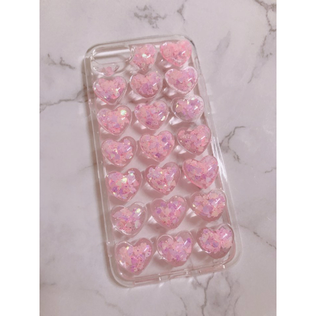 New Heart Glitter Embossed Aqua Pink Case iPhone 7