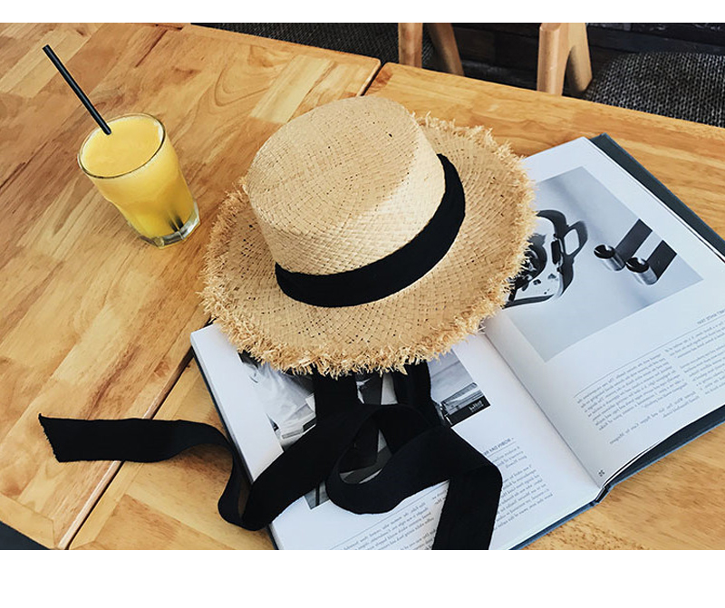 New Women's Hat Raffia Ribbon Hat Beachfront Lo