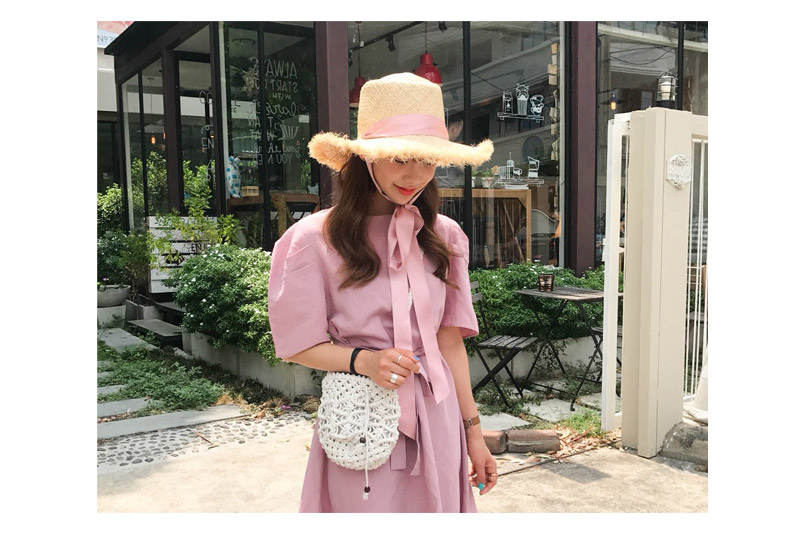 New Women's Hat Raffia Ribbon Hat Beachfront Lo