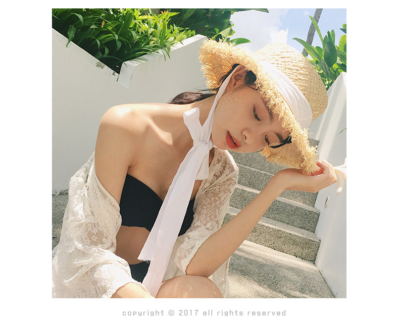 New Women's Hat Raffia Ribbon Hat Beachfront Lo