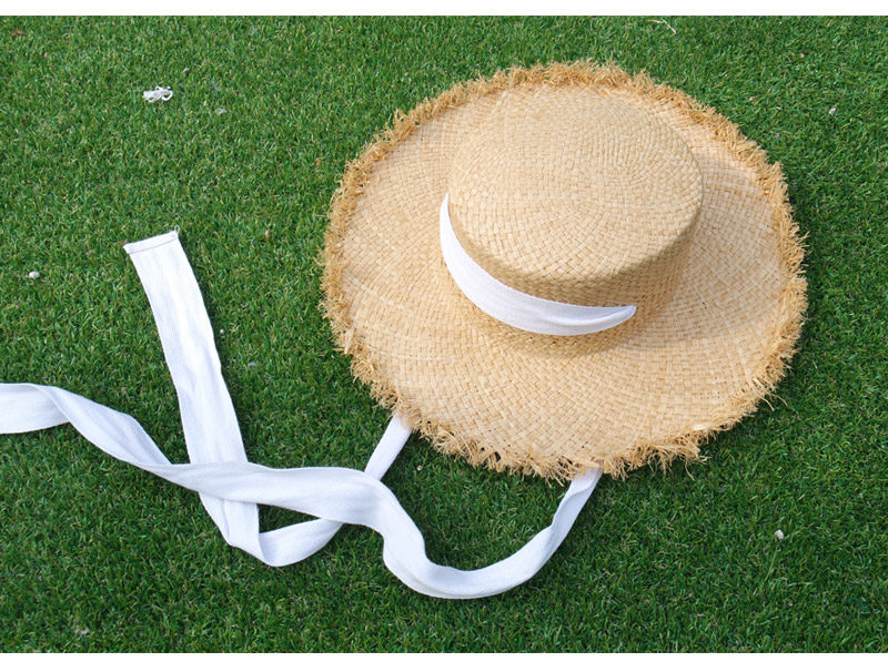 New Women's Hat Raffia Ribbon Hat Beachfront Lo
