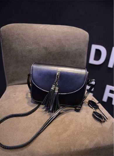 New Wonder Black Half Moon Tassel Mini Cross Back 