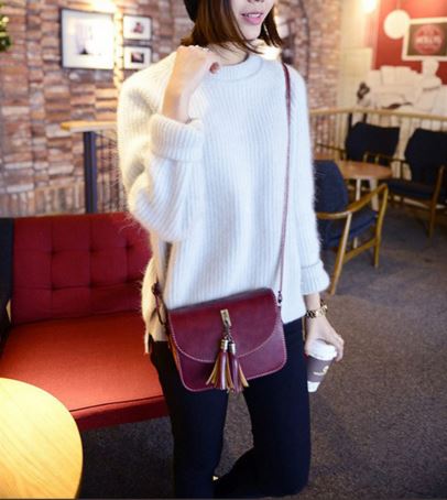 New Wonder Black Half Moon Tassel Mini Cross Back 