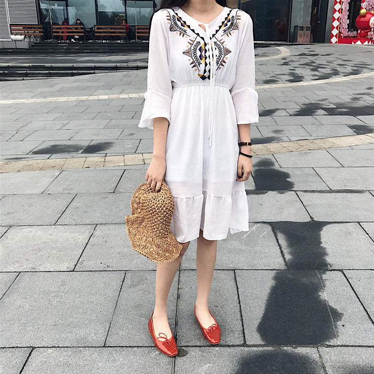NEW FASHION LADY GIRL DRESS summer embroidered pat
