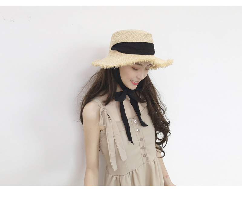 New Women's Hat Raffia Ribbon Hat Beachfront Lo