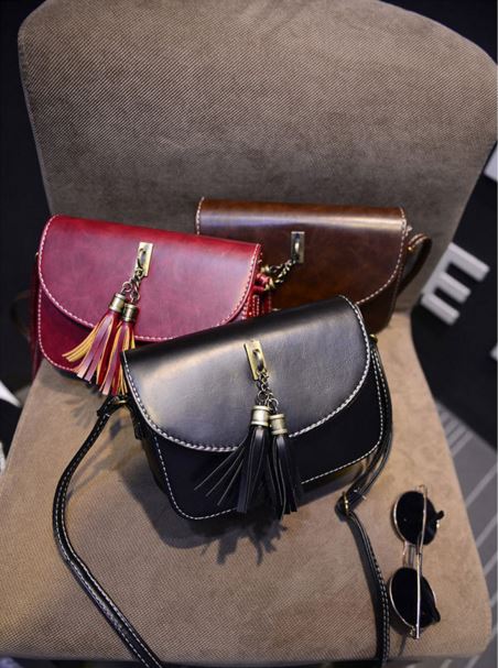 New Wonder Black Half Moon Tassel Mini Cross Back 