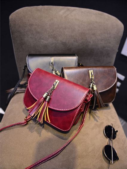 New Wonder Black Half Moon Tassel Mini Cross Back 