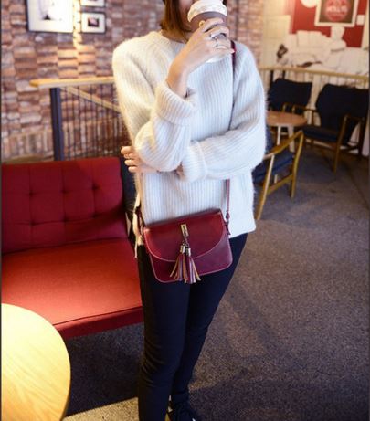 New Wonder Black Half Moon Tassel Mini Cross Back 