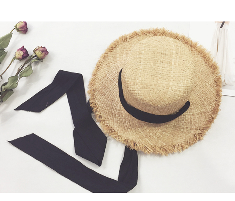 New Women's Hat Raffia Ribbon Hat Beachfront Lo