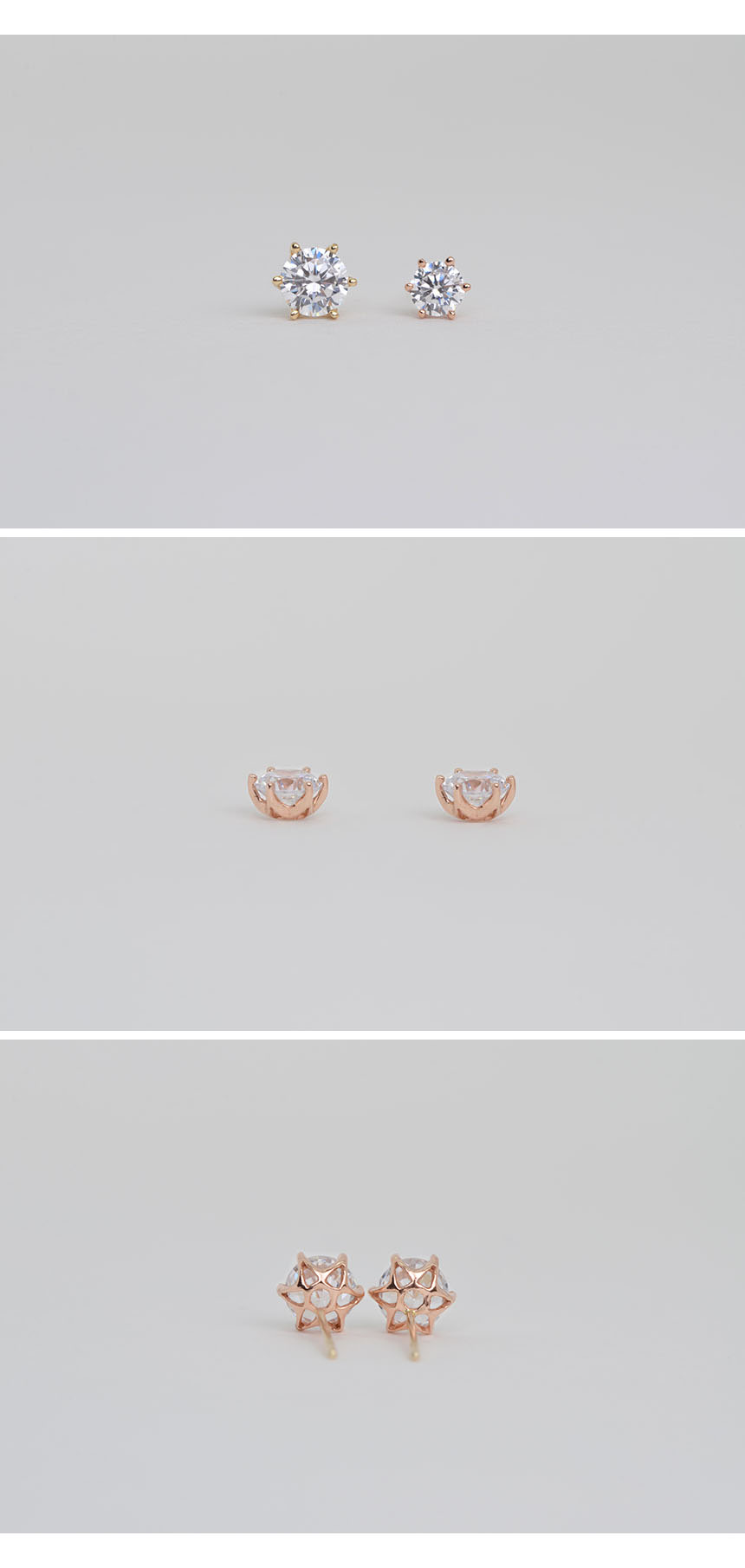 Diamond Cutting 14k Cubic Earring 4mm, 5mm