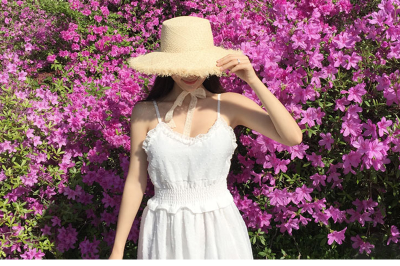 New Women's Hat Raffia Ribbon Hat Beachfront Lo