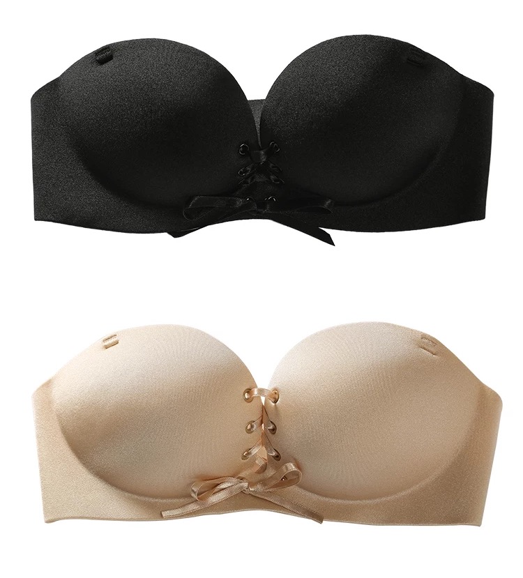 New corset off shoulder bra black, fleshy women