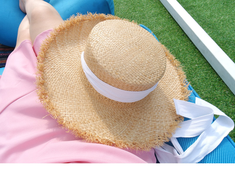 New Women's Hat Raffia Ribbon Hat Beachfront Lo